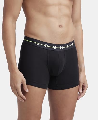Image of Jockey NY16 Men's Super Combed Cotton Elastane Stretch Solid Trunk with Ultrasoft Waistband (Pack of 2)