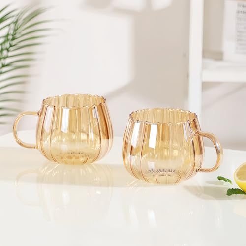 Set de 2 tazas de vidrio con cucharas, 12oz Ámbar miniatura 5