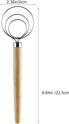 Miniatura 2 de Luxshiny Batidor para hacer masa de pizza Batidor de pan danés 3 unids Mezclador Batir Huevos Países Bajos Empuje de mano de madera Acero inoxidable