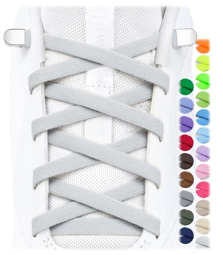 Image of Stepace 2 Pairs Elastic No Tie Shoe Laces for Kids and Adults Sneakers, Stretch Flat Tieless Shoestrings