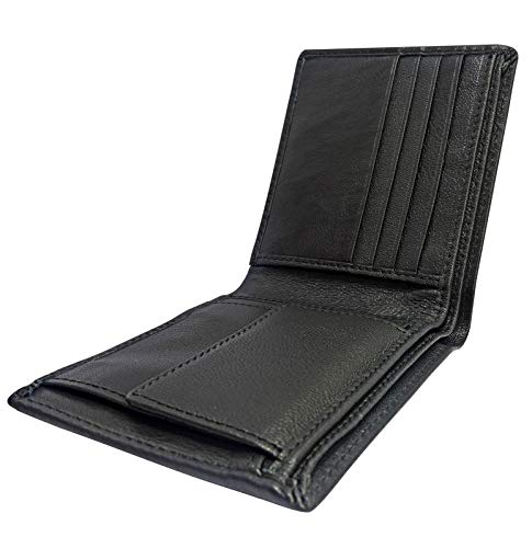 DELSTAR Classic Leather Wallet for Men - RFID Blocking & Coin Pocket (Black) - Image 6