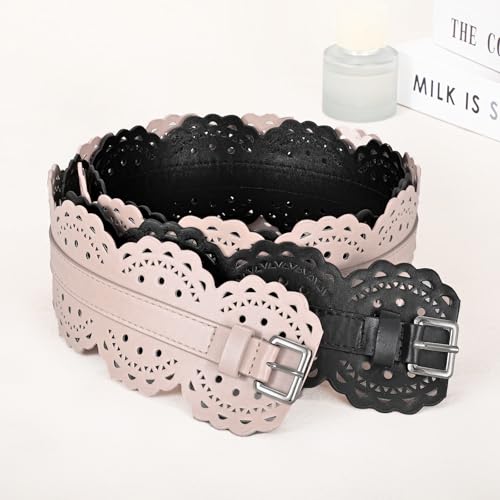 Women's Wide Vintage Leather Belt - Chunky Waist Belt with Prong Buckle for Dresses4