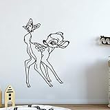 Makeyes Bambi Wall Deer Butterfly Vinyl Sticker Decals for Kids Bedroom Nursery Living Room Interior Decorations Designs Art Mural YMX55 (Black, 57X83CM)