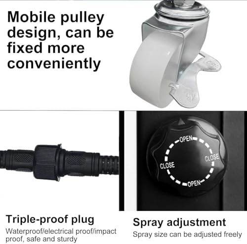 Outdoor Cool Mist Oscillating Pedestal Fan - 3 Speed Auto Water Add, Ideal for Patio, Workshop, Garage, Warehouse | 65cm/26in Misting Cooling Solution