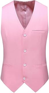Dninmim Men's Formal Suit Vest Slim Fit V Neck Dress Waistcoat Business Wedding Tuxedo