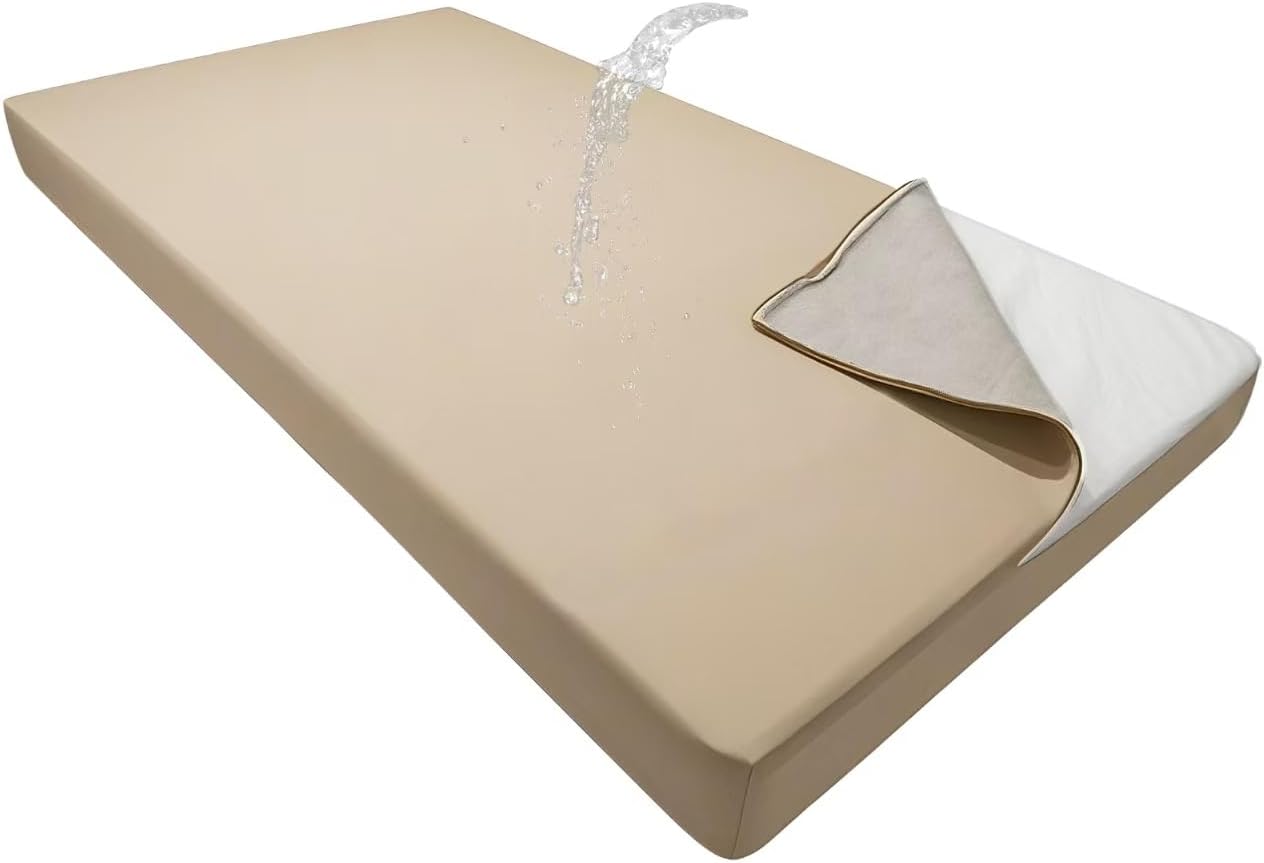 Olefin Twin Outdoor Porch Swing Bed Mattress Cover Waterproof, Twin Size Patio Daybed Cushion Covers Fitted Sheet Slipcover with Zipper, Only Cover (Beige, 75 * 39 * 6IN)