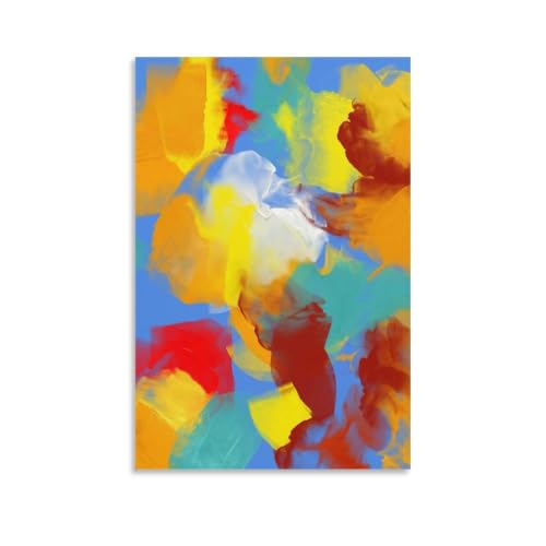 Poster peinture colorée tourbillonnante fond bleu salon 40x60 cm