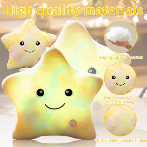 Shengou Weihnachten Kissen Stern LED, kuschelkissen LED,Kissen Deko, Leuchtendes Sternenkissen, Sternkissen Flauschiges, für Weihnachten,Geburtstag,Schlafzimmer Deko