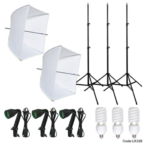 Linco Lincostore Photography/Video Portrait Umbrella Continuous Triple Lighting Kit With Three Day Light Cfl Bulbs, Three Stands, Two Umbrellas, And One Carrying Case For Product, Portrait, And Video Shoots #TOP6