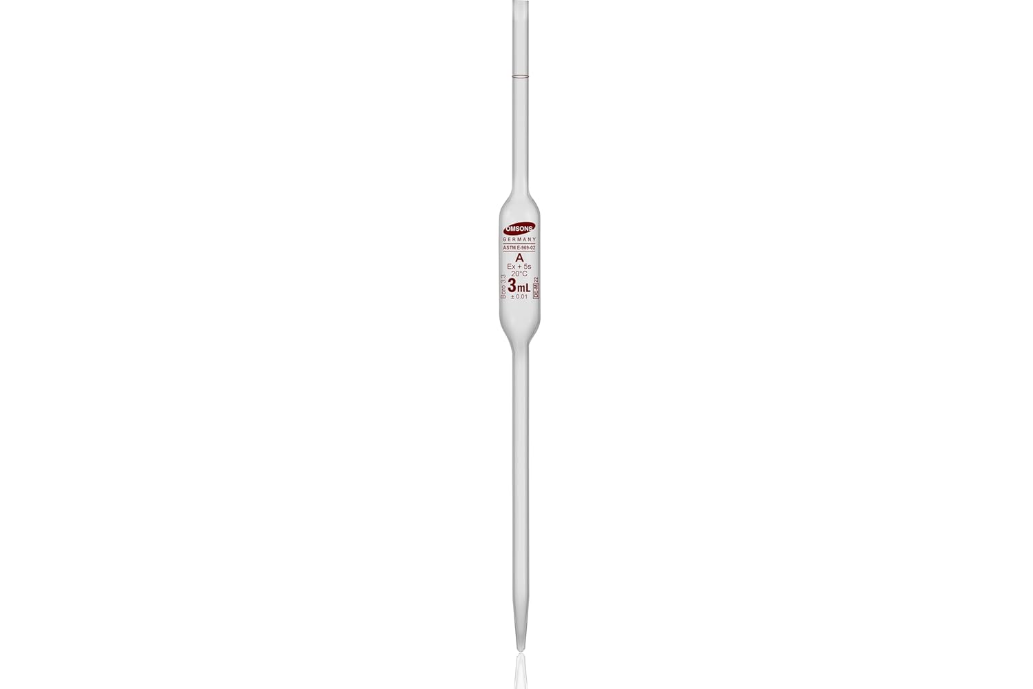 Omsons Glassware Volumetric Pipette ASTM Class A With NABL