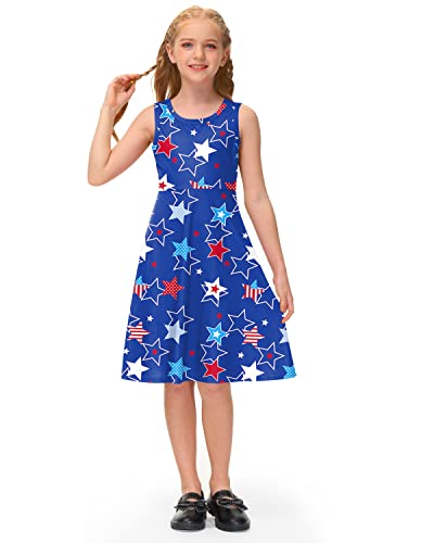 Besserbay Toddler Girls 4Th Of July Dress American Flag Patriotic Sleeveless Midi Dress 3-4 Years #TOP3