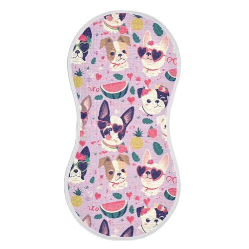 Lovely Cute Dogs Cotton burping Cloths Good Absorbent Burp Rags for Unisex boy and Girl Set of 2, 22x11in2