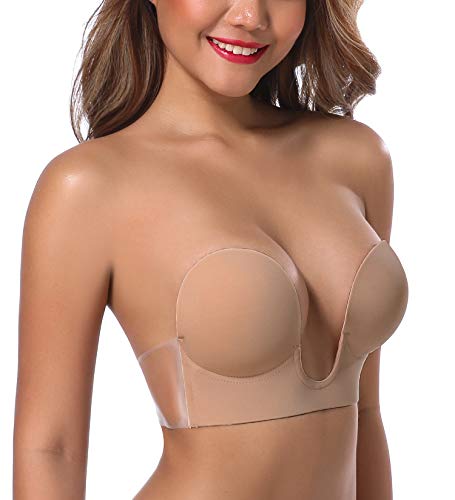 JOATEAY Sticky Bra-Deep Plunge Strapless Backless Reusable Underwire Push Up Adhesive Bra2