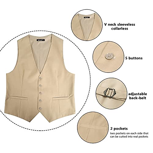 Image of Alizeal Mens Classic Solid Suit Vest Regular Fit Tuxedo Waistcoat