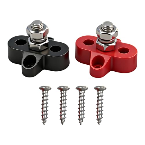 Nextpal 2 Pcs Single Stud Battery Junction Block, 5/16 Inch Battery Terminal Bus Bar, Marine Automotive RV Solar System Junction Block for 12V 48V Electrical Applications with 4 Mounting Screws