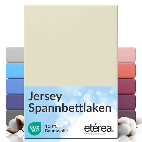 etérea Comfort Jersey Spannbettlaken 90x200-100x200 cm - 100% Baumwolle Spannbetttuch Bettlaken bis 25 cm Matratze - Natur 3 etérea Comfort Jersey Spannbettlaken 90x200-100x200 cm - 100% Baumwolle Spannbetttuch Bettlaken bis 25 cm Matratze - Natur