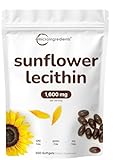 Micro Ingredients Sunflower Lecithin 1,600mg Per Serving, 300 Softgels | Sustainably Farmed Source, Cold Pressed, Rich in Phosphatidyl Choline | Lactation Supplement* | Soy Free, Non-GMO