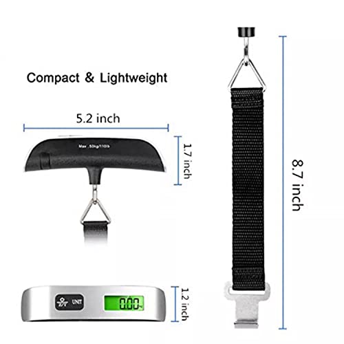 Luggage Scale, Digital Handheld Portable Hanging Baggage Scale For Travel, Suitcase Weight Scale With Rubber Paint Handle, Backlight Lcd Display, Temperature Sensor, 110Lb/50Kg, Battery Included #TOP1