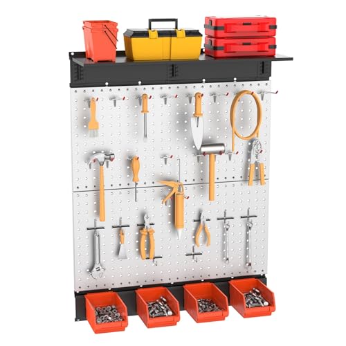 TORACK Metal Pegboard with Accessoreis for Garage Wall, Tool Organizer