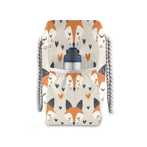 ATTX Fox Pattern Beach Bags for Women - Large Beach Bags with Zipper Waterproof Sandproof Swim Pool Bag Large Tote#1833