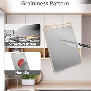 Stainless Steel Cutting Board for Kitchen, Large Size 17”×12”, Moreffy Double Sided Cutting Board, Scratch-resistant, 304 Stainless Steel and PP, Easy to Clean with Silicone Cleaning Brush, Kickstand Stainless Steel Cutting Board for Kitchen Large Size 1712 Moreffy Double Sided Cutting Board Scratch resistant 304 Stainless Steel and PP Easy to Clean with Silicone Cleaning Brush Kickstand