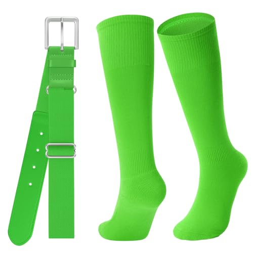 Image of Baseball Socks and Belt for Youth Adult Softball Socks Combo Elastic Waist Belt for Men Kids Boys Girls Women JASGOOD