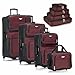 Travel Select Amsterdam Expandable Rolling Upright Luggage, Burgundy, 2 Wheels, 8 Piece Set (15/21/25/29/Packing Cubes)