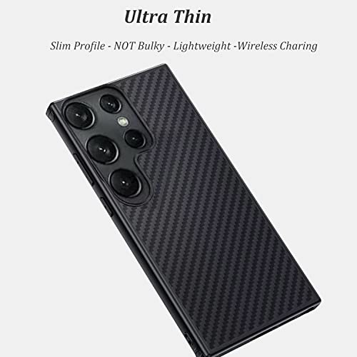 Ftonglogy S23U12012 For Samsung Galaxy S23 Ultra Case: Slim Thin Carbon Fiber Classic Design Soft Hybrid Bumper Lightweight Anti Fingerprint Protective Cell Phone Cover Wireless Charging  thumb #2