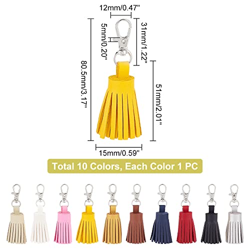 Wadorn 10 Colors Leather Tassel Charms, Colorful Pu Leather Tassel Pendants Keyring Holder Women Purse Bag Charms Accessories Diy Craft Jewelry Making Tassels Key Cellphone Decoration Tassel, 3.2 Inch #TOP2