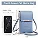 PORRASSO Touch Screen Crossbody Phone Bag Women Shoulder Bag PU Phone Purse Bag Fashion Satchel Wallet for Dating Shopping Traveling Blue