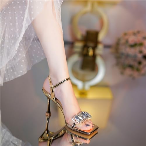 Crystal Sandals Clear Slingback Heels For Party Wedding Sexy Wedding Dress Shoes Open Toe Ankle Strap Heeled Sandals Comfortable Thick Heels3