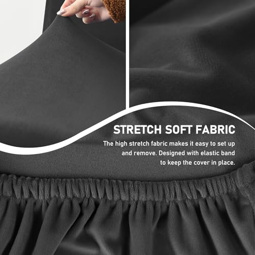 Image of Gollense Bar Stool Covers with Backs, Set of 4 Stretch Jacquard Barstool Seat Covers, Washable Swivel Pub Counter Height Chair Slipcover Protector for Home Kitchen Cafe (Velvet-Black)