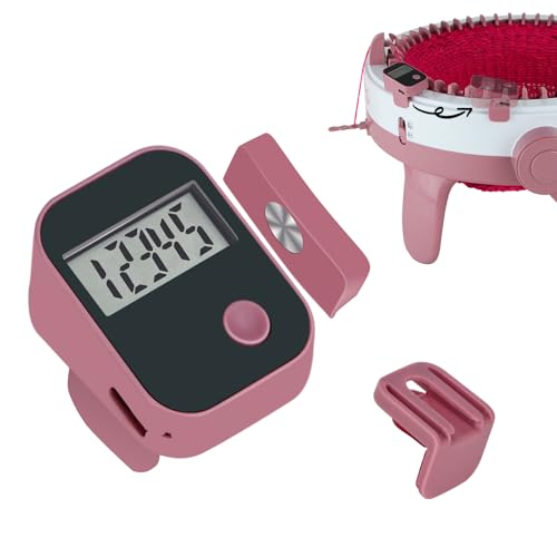 Rechargeable Knitting Machine Counter Row Counter for Knitting Machine Removable Magnetic Suitable for 32/40/48 Needle Row Digital Counter (Pink-1PCS)
