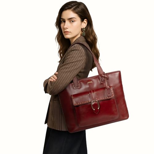 Hidesign maroon genuine leather tote bag – image 6