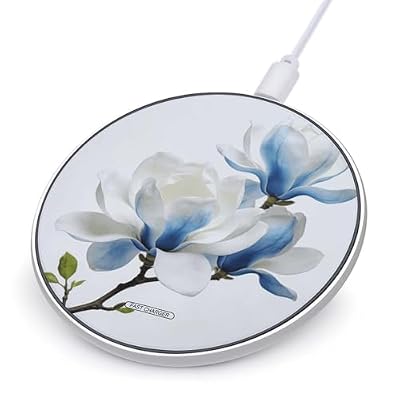 Blue White Kapok Wireless Charger Portable Fast Charging Pad Lightweight Wireless Charging Pad 10W Slim Charging Station for Phone Charger Mat for Travel Home Office Desk