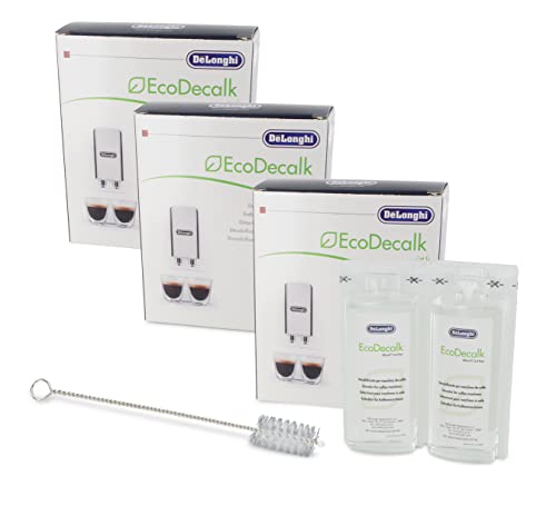 DL-pro Set de 3 x 2 produits détartrants antical (6 x 100 ml) Ecodecalk minis compatibles avec Delonghi 5513292821 DLSC003 + 1 goupillon pour machine à café Perfecta Magnifica S Dinamica Plus ECAM