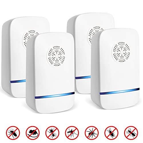 BeauFIvv Ultraschall Schädlingsbekämpfer, Elektronischer Insektenbekämpfung, Pest Repeller Innen für Kakerlaken, Mäuse, Fliegen, Mücken, Spinnen, 100% Harmlos für Haustiere & Menschen (4 Stück) Cover