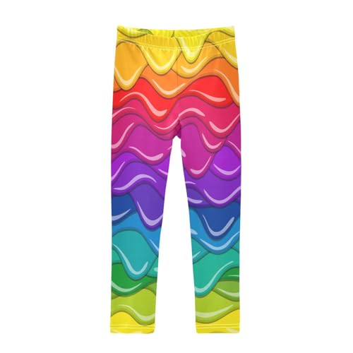Rainbow Glaze Girls Leggings,Workout Leggings for Girls Toddler Athletic Legging Size for 3-10T