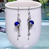 S925 Pendientes de Borla Fénix de Plata Esterlina Larga Pendientes de Verano de Estilo Japonés-Coreano Mujeres Pendientes de Perlas Azules, GeRRiT, Azul, 925 plata