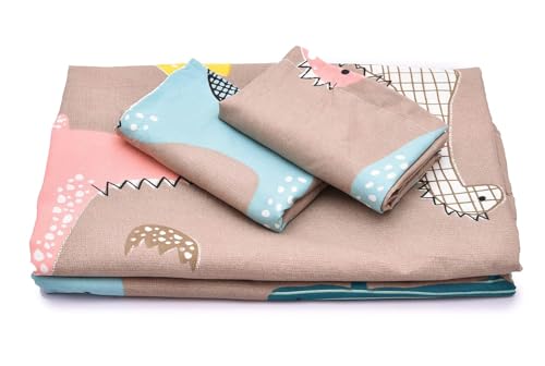 Image of 240 TC Cotton Feel Glace Cotton Elastic Fitted Printed King Size Double Bed Bedsheet with 2 Pillow Covers and Fits Upto 4-6 inches Mattress, Size- 72 inchx78 inch(Dainsor)