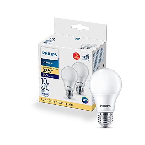 Listado de Focoled comprados en linea. 43 PHILIPS LED EcoHome 10W - Paquete de 2 focos de luz cálida