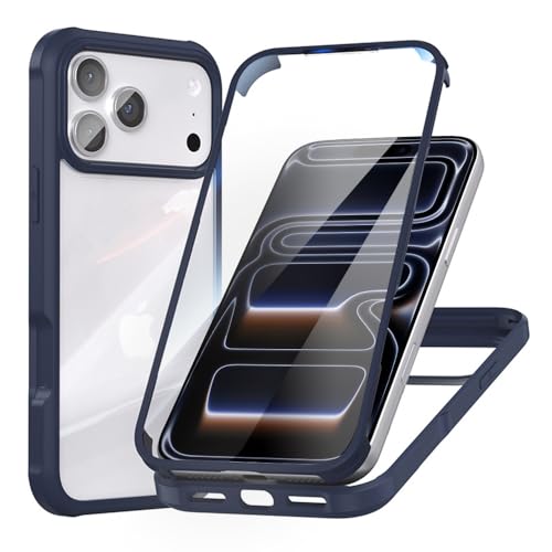 MQman iPhone17ProMax p P[X ʓ OʃKX+wPCv[g 360°Sʕی 100ʃ^b`x ϏՌ KX tg+obNv[g y CX[dΉ O  Jo[ (u[, iPhone17