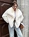 Kissonic Women Faux Fur Coat Long Sleeve Lapel Open Front Shaggy Furry Jacket Warm Fluffy Short Outwear(White-L)