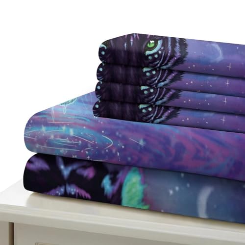 Housse de couette chat néon 3D hypoallergique contre les allergies et lit difficile