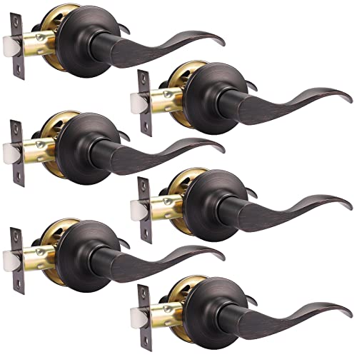 Gobekor 6 Pack Interior Door Handles Passage Door Levers Closet Door Handle With Lock Oil Rubbed Bronze Lever Door Handle #TOP5