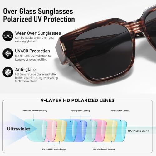 Image of HAOLOTA Polarized Fit Over Glasses Sunglasses for Women UV Protection