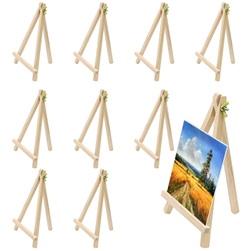 alwaiiz 10 Pièces Petit Chevalet(19x11cm), Triangle est Pliable Mini Chevalet en Bois, Chevalets de Table Pour la Présentation de Travaux de Peinture, Photos, Cartes et Cartes de Visite