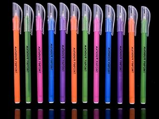Matador Pin-Point Fine Point Roll Gel Pens 0.5mm Ballpoint Medium Fineliner Tip  All Black Ink 12 pack  Comfort Rubber Grip Fun Colourful Designs  Writing Drawing School Office Diary