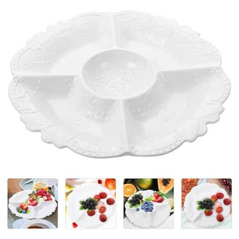 Cabilock Ceramic Divided Snack Serving Plates Cover