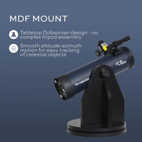 Image of Pie Matrix Table Top Dobsonian 80 /500 Newtonian Reflector Telescope with Dobsonian Mount - 80mm Aperture, 500mm Focal Length, 2X Barlow Lens, Ideal for Beginners and Enthusiasts
